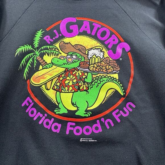 VTG Fruit of the Loom Sweatshirt Florida Gator Black Graphic Print Size Large - Picture 2 of 9